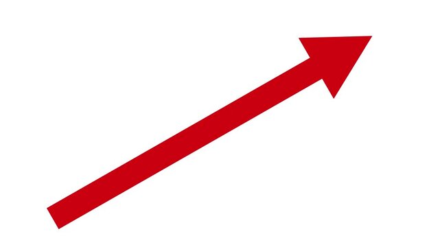 Animation of a simple red arrow extending upward on alpha transparent background