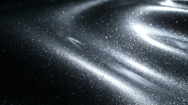 Abstract Silver Glittering Fluid Waves Background