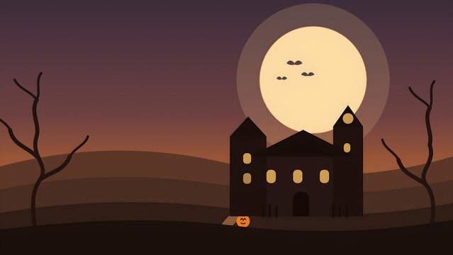 halloween castle in the night