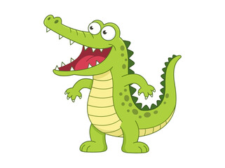Fototapeta premium Cute Smiling Crocodile Cartoon Character standing with Mouth Open