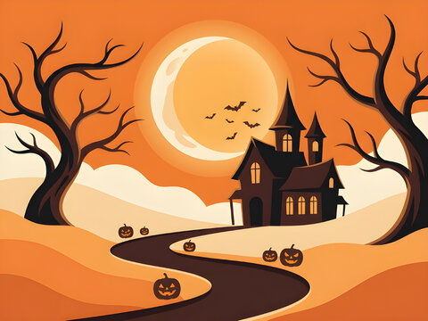 illustration of a house in the woods