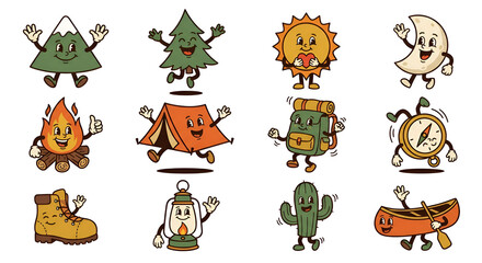 Obraz premium Cute Outdoor Adventure Character Collection for T Shirt Prints