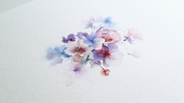 Watercolor floral bouquet illustration with soft pastel petals and loose brushwork