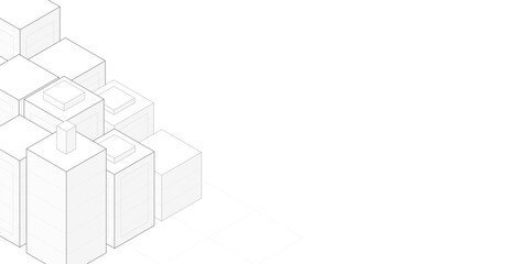 Fototapeta premium Elegant graphic white isometric background. Geometric vector illustration built from stacked 3d cubes and abstract cubes. Clean design for flyer, website header and banner.