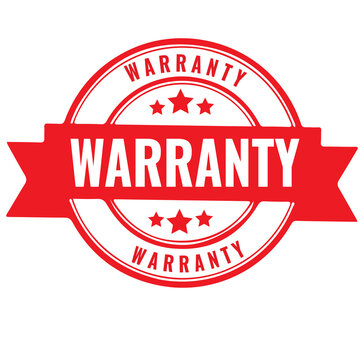 Red warranty stamp sign with grunge texture