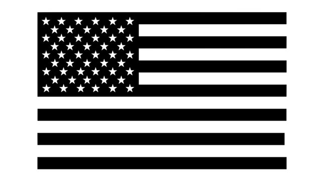 Black white silhouette of american flag vector graphic. Independence day symbol, patriotic emblem, usa banner design. Generic icon. Holiday and government emblem.