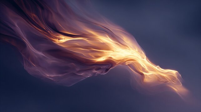 Flowing streams of electric liquid light in vibrant purple and gold hues