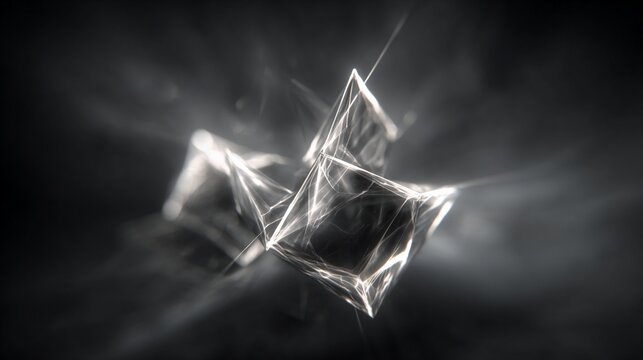 Gently Pulsing Geometric Forms Composed of Pure Light and Energy on a Dark Ethereal Background