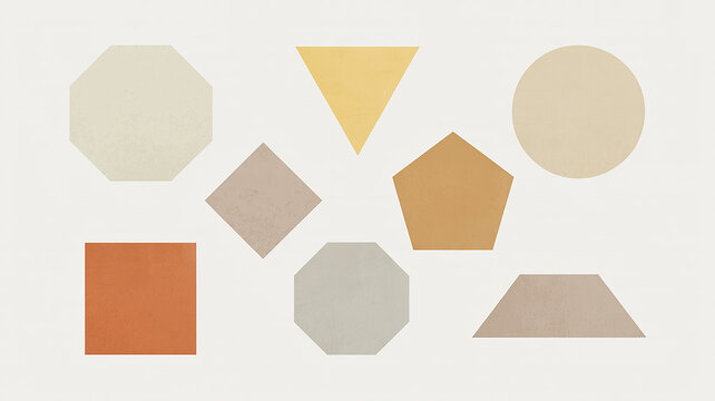 Scattered geometric shapes in muted earthy tones abstract