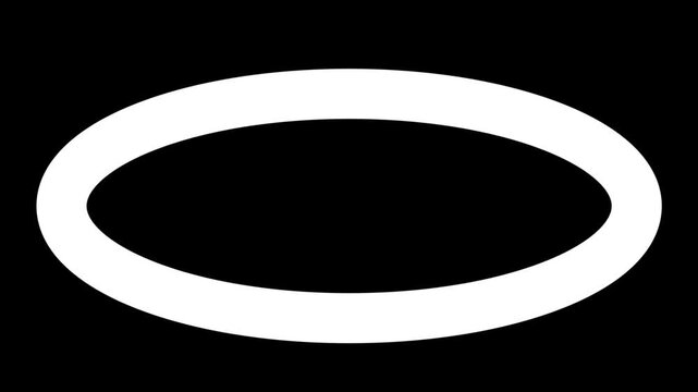 Simple Ellipse zoom transition with alpha channel, geometric wipe animation,  black and white oval shape, chroma key black screen