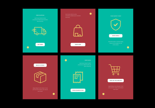 Retail Social Media Templates with Icons