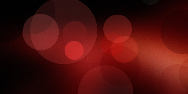 Elegant red bokeh lights on black background with subtle grain and glowing orbs texture.