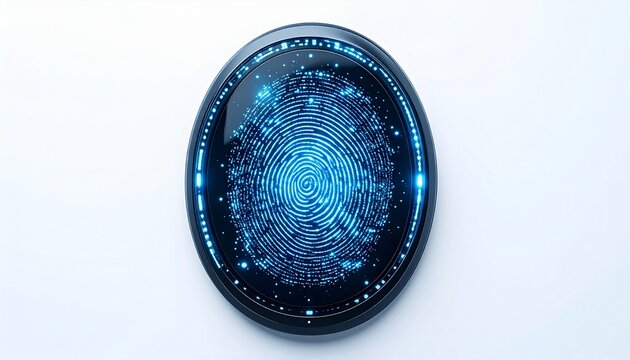 Cyber security oval fingerprint scan interface identity authorization technology