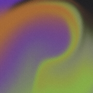 Luminous granular gradient, vivid chartreuse and deep amethyst arc, dissolving into warm russet and charcoal, subtle ridged lines and pervasive digital noise, ideal for modern web headers.