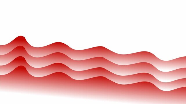 Red wavy lines motion graphic on white empty background