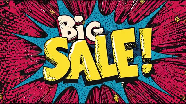 Big Sale Pop Art Comic Style Explosion Background with Stars