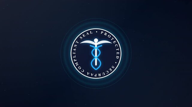 hipaa compliant digital seal protecting medical data privacy symbolizing cyber security and trusted healthcare information