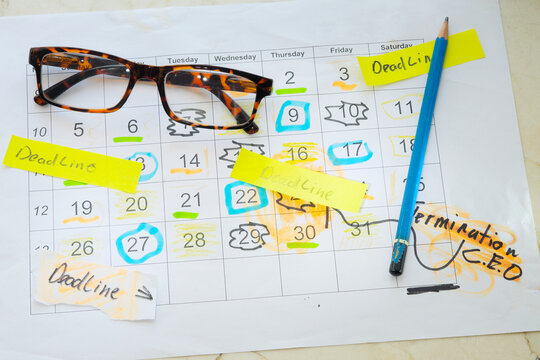 Calendars with business appointments and adhesive notes Business concept,beat the clock,