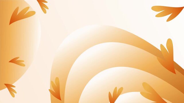 abstract orange gradient curves with decorative leaf border design