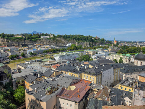 panorama of salzburg, view over roofs