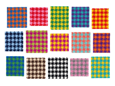 Colorful houndstooth fabric swatches collection set for diy.