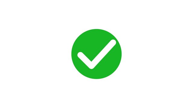 Green check mark animated icon on white background