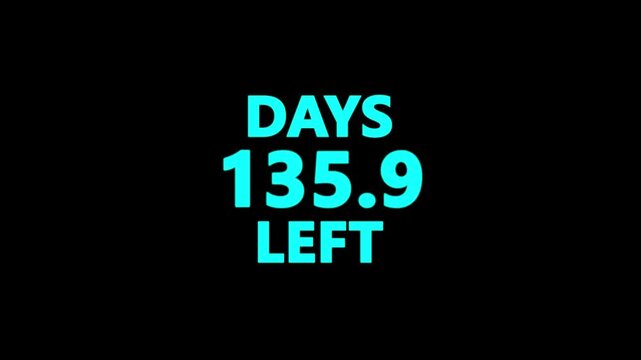 Cyan flip style 365 days left countdown appears on transparent background.