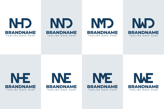 Letters NHD NND NMD NWD NHE NNE NME NWE Monogram Logo Set