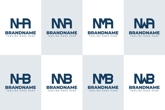 Letters NHA NNA NMA NWA NHB NNB NMB NWB Monogram Logo Set