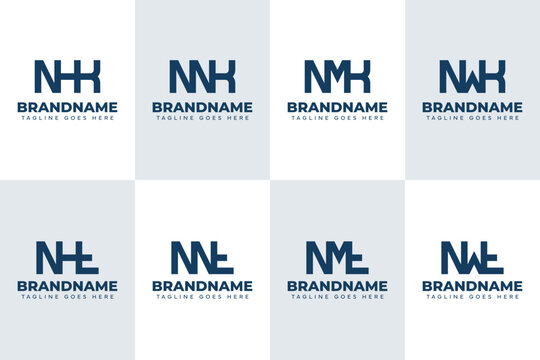 Letters NHK NNK NMK NWK NHT NNT NMT NWT Monogram Logo Set