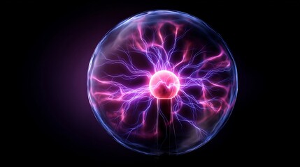Fototapeta premium Electric Violet Energy Sphere with Crackling Plasma Rays
