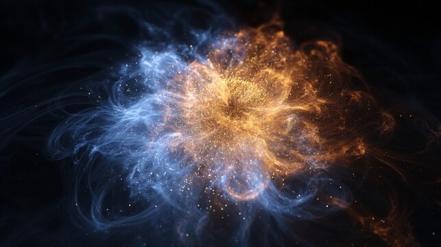 Intense Subatomic Particle Collision Creating a Vibrant Cosmic Explosion of Energy and Light