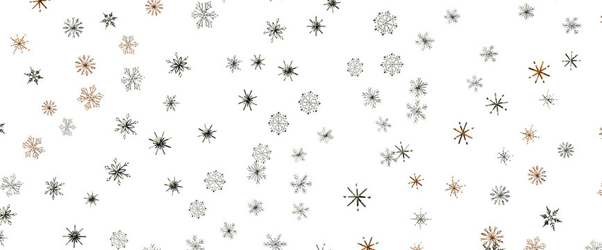 Abstract winter snowflakes falling seamless pattern texture background