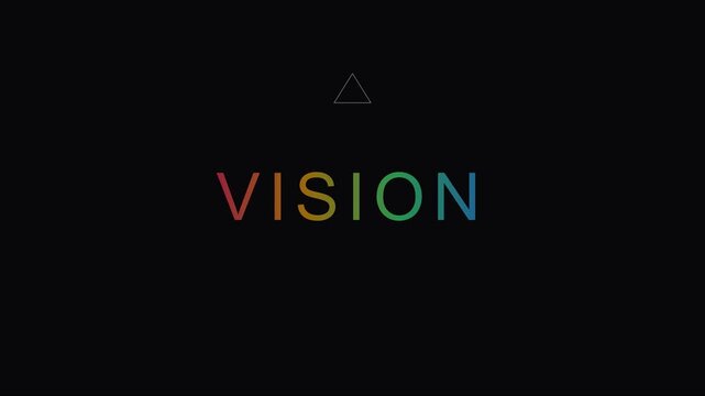 Minimalist vision typography motion with colorful letters and geometric triangle symbol animation 4k