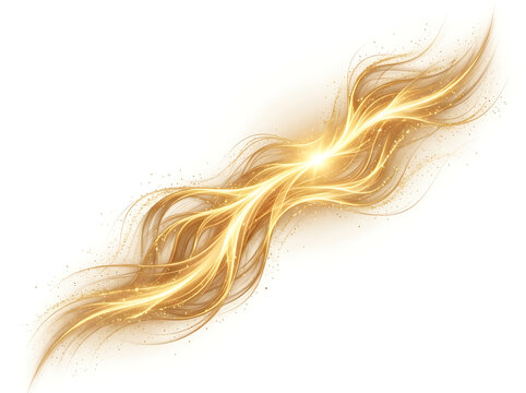 Abstract golden energy flow wave with glowing particles and light streaks abstract particle artistic background illustration ethereal radiance