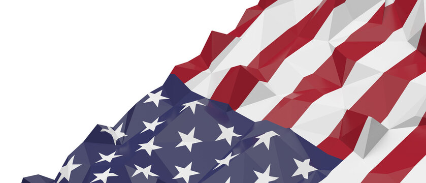 Abstract low poly US flag design with geometric shapes and textures