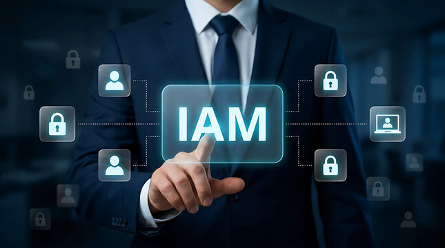 Businessman Touching Identity And Access Management IAM Interface Concept