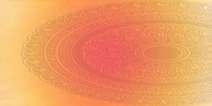 Mandala pattern background in warm orange and yellow colors.