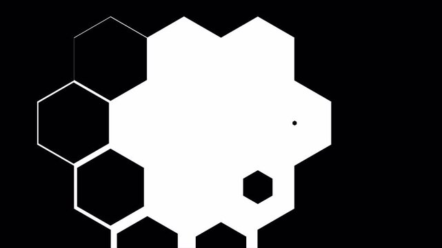 Spiral Hexagon Shape Transition Reveal from Transparent to White with Reverse Animation and Alpha