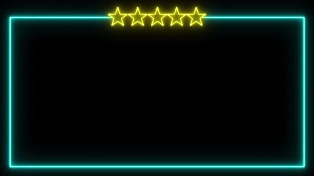 frame five star rating customer review or feedback concept 5 star neon glow style on transparent backrgound, 4k video