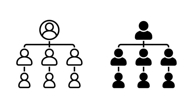 Organizational chart icons isolated on transparent background