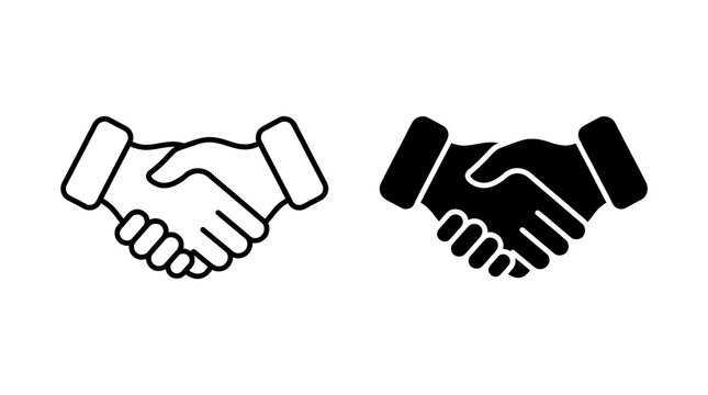 Handshake business deal icons isolated on transparent background