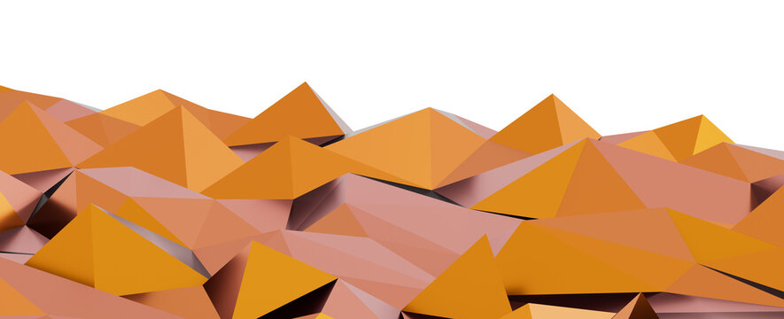 Modern digital background featuring a vibrant low poly landscape of orange and peach geometric shape