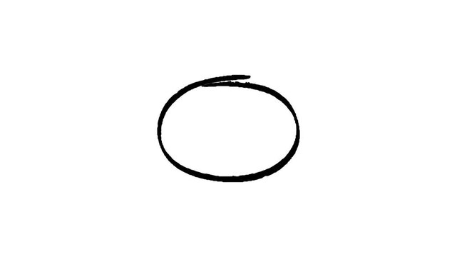Animated black hand drawn circle mark isolated on white background stock footage