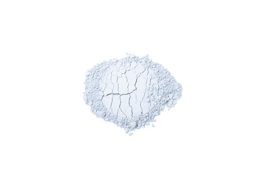 Natural dry clay face mask powder isolated on white background. cosmetic mineral clay for skincare. Spa beauty treatment, organic facial mask ingredient, cleansing and detox cosmetic product.