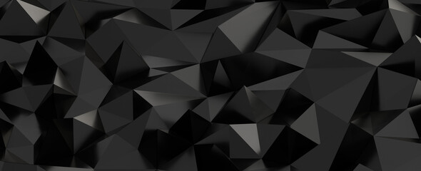 Obraz premium Modern abstract black polygonal background with subtle lighting and geometric facets.