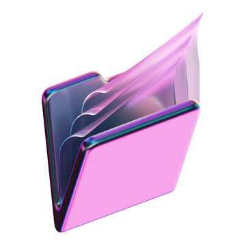 Holographic 3D Business Folder Icon for Digital File and Data Storage