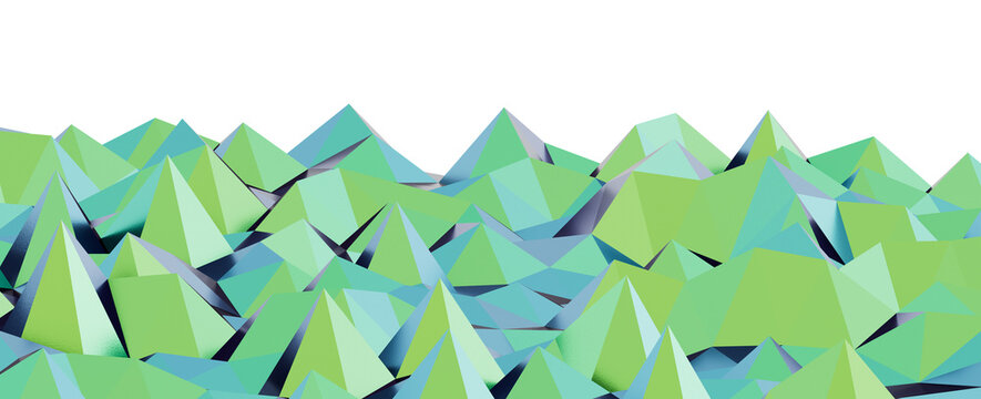 Colorful abstract geometric mountains create a unique low poly landscape background