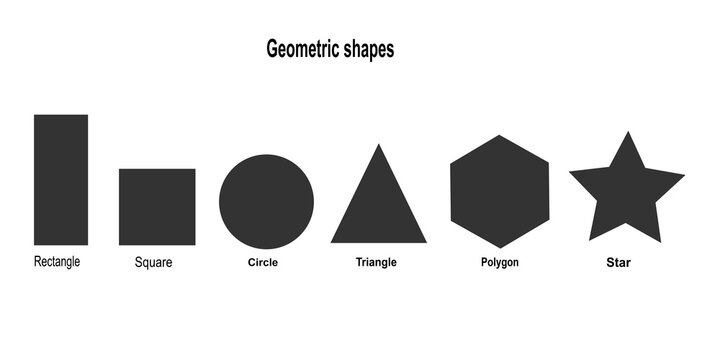 geometric shapes icons set with rectangle square circle triangle pentagon and star