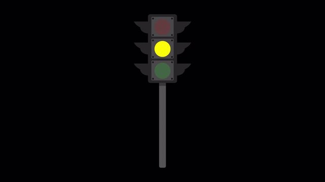 Traffic Light Signal Loop Animation With Transparent Alpha Channel